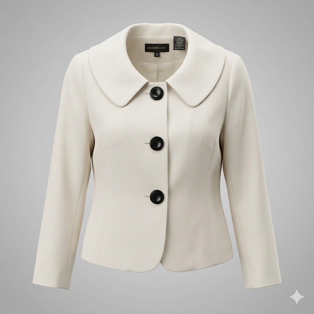 Josephine‎ Cream Peter Pan Collar Blazer 8 Mod Dark Academia Professional Jacket
